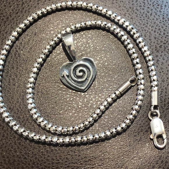 SILPADA Sterling Silver Spiral Heart Arrow Pendant, Earrings, Popcorn Chain NWOT - Picture 2 of 5